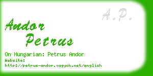 andor petrus business card